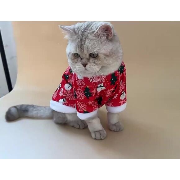 Christmas Snowflake Print Costume Dog/Cat Suit Warm Coat Animal Pet Clothes - Picture 2 of 10